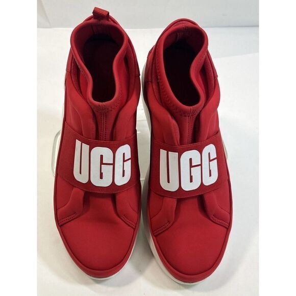 UGG Size 8.5 Sneakers Red White Logo Spell Out Neutra 1095097 Neoprene - Picture 5 of 15